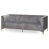 Emperor Grey Velvet Fabric Upholstered 2 Seater Sofa on Steel Legs