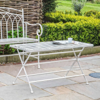 Rectangular Metal White Distressed Painted Foldable Outdoor Coffee Table