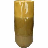 Ochre Stoneware Vase With Striped Glaze Large