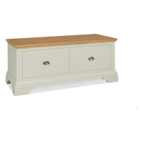 Hampstead Pale Oak Wood Soft Grey Finish 2 Drawer Modern Bedroom Blanket Box 50 x 120cm