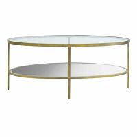 Shabby Chic Round Metal Coffee Sofa Table With Champagne Finish 112x61x51cm