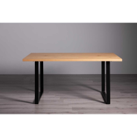 Rustic Oak Effect Melamine 6 Seater 160cm Kitchen Dining Table U Shaped Black Legs