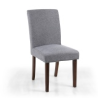 Morton Light Grey Linen Fabric Effect Modern Kitchen Dining Chair on Walnut Finish Legs 95x45cm