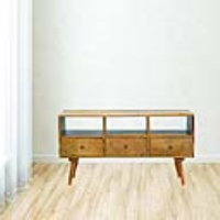 Modern Mango Wood 3 Drawer TV Media Unit Table and 3 Open Units 52x110cm