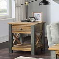 Urban Elegance Reclaimed Wood And Steel Frame Living Room Lamp Table With Drawer 59 x 44cm