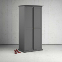 Modern Matt Grey Painted 2 Door Bedroom Wardrobe With Cornice Top