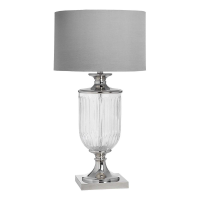 Retro Style Glass Urn Shape Table Lamp With Silver Finish Round Shade 82x40cm