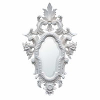 Trending Decorative Carved Wooden White Wall Mirror