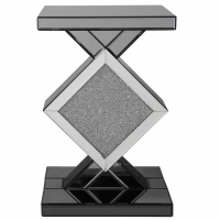 Modern Smoked Mirrored Diamond Shaped End Side Table