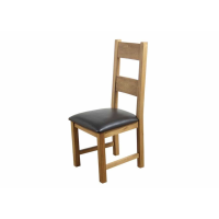 Modern Style Hampshire Solid Oak Black Leather Upholstered Seat Dining Chair 108x49cm