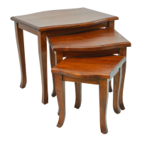 Traditional Nest of 3 Tables Mahogany Dark Wood Waxed Curved Tops
