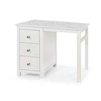 Modern Single Pedestal White Painted 3 Drawer Dressing Table Desk Stone Top