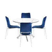 Value Nova 100cm Round Dining Table And 4 Blue Zula Chairs