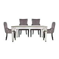 Moroccan Glass Dining Set With 4 Tufted Back Grey Chairs (del. 10 Days Approx. For Uk And 14 21 Days For Ireland)