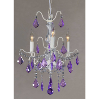 Cream Crack Chandelier, Purple Crystal 3 Arm