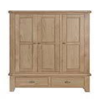 Traditional Style Oak And Antique Nickel 3 Door 2 Drawer Bedroom Wardrobe 200 x 150cm