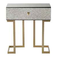 Mirrored Glass 1 Drawer Side Lamp End Table Gold Metal Legs Art Deco Style
