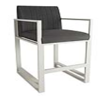 Dark Grey Fabric Upholstery Garden Outdoor Bar Stool Metal Framed with Footrest