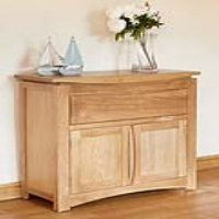 Modern Light Solid Oak Small Sideboard Cupboard 2 Doors 1 Drawer 85cm Wide