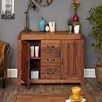 Solid Walnut 2 Door 3 Drawer Large Sideboard Cabinet Satin Lacquer Finish