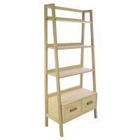 Shoreditch Sungkai Wood 2 Drawer Open Bookcase Display Shelving Unit With Shelves