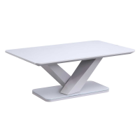 Rafael Modern Glass and Steel Coffee Table in Light Grey Matt 110cm Wide