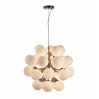 Modern Style Metal Nickel Finish 28 Pendant Ceiling Light with Opal Globes 163.5x55cm