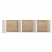 4KIDS 70 cm sectioned wall shelf in light oak and white high gloss
