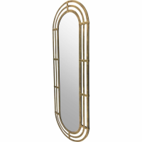 Lalique Modern Art Deco Style Gold Metal Oval Frame Wall Mirror 152.7 x 2cm