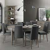 Silver Grey 6 to 8 Seat Oval Extending Kitchen Dining Room Table 185 to 235cm
