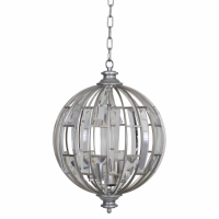 Georgia Antique Round Cage Shaped Pendant Chandelier in Silver Champagne 55x40cm