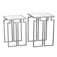 Gin Shu Tables Gin Shu Parisienne Set Of 2 Silver Metal Nesting Tables