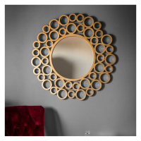 Gold Finish Multi Rings Circles Round Metal Wall Mirror 118cm Diameter