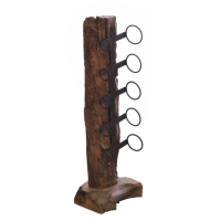 Small Eroded Natural Wood Industrial Style 5 Bottle Shaped Wine Rack