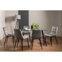 Martini 6 Seater Rectangular Dining Table And Mondrian 6 Grey Velvet Chairs Dining Set