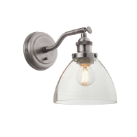Glass Silver Hansen 1 Wall Light Brushed Silver