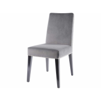 Modern Mayfair Smoked Pearl Grey Velvet Dining Chair With Stud Detail