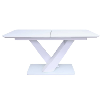Rectangular White Gloss Glass and Steel 160 to 200cm Extending Kitchen Dining Table