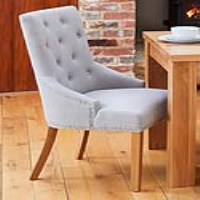 Pack Of Two Oak Accent Narrow Back Light Grey Fabric Upholstered Kitchen Dining Chair