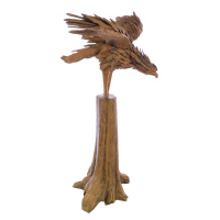 Large Reclaimed Wood Eagle On Stand Hand Carved Wings Outstretched