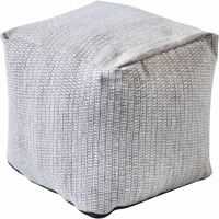 Gurun Hand Woven Punja Ivory And Grey PET Pouffe