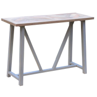 Nordic Style Mango Wood Parquet Top Grey Painted Living Room Console Table 75 x 110cm