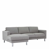 Modern Nova Light Grey Fabric Left Hand Corner Chaise Sofa on Chrome Metal Legs