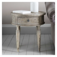 Traditional Round Edge Mindy Ash Wood 1 Drawer Bedside Cabinet Table Nightstand 53cm