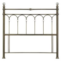 Modern 4ft6 Double Bed Headboard Antique Brass Metal Crystal Detail 135cm Wide