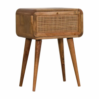 Mini Woven Shape 1 Rattan Work Drawer Front Oak Finish Bedroom Bedside Cabinet 54x40cm