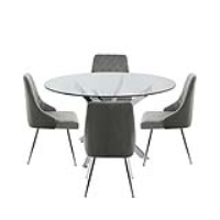 Nova 130cm Round Dining Table And 4 Grey Tiffany Chairs