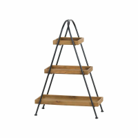 Loft Collection Triangular Shaped Black Metal Framed 3 Tier Brown Wood Display Shelf