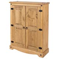 Corona 2 Door 3 Shelf Solid Natural Traditional Pine Cupboard Unit With Black Handles