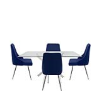 Nova 160cm Rectangular Dining Table And 4 Blue Tiffany Chairs